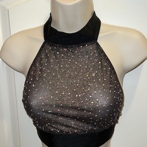New Glittery Mesh Halter Top
